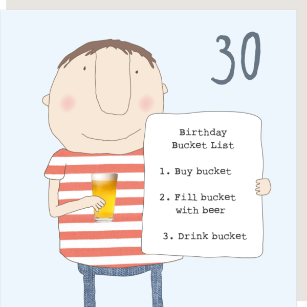 Bucket List 30th Birthday Card