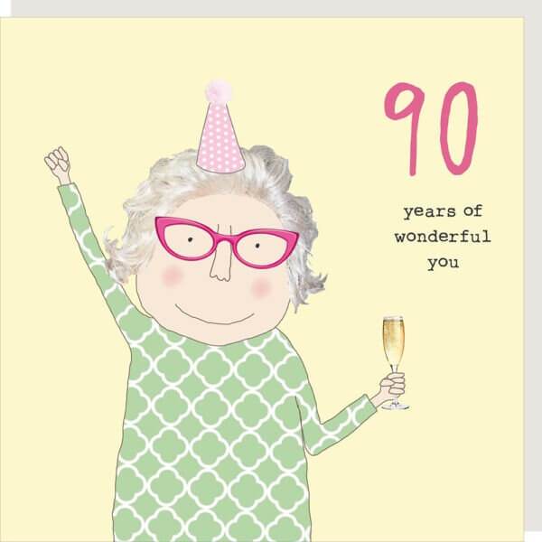 90th Ninety Years Wonderful You Birthday Card - House of Cards