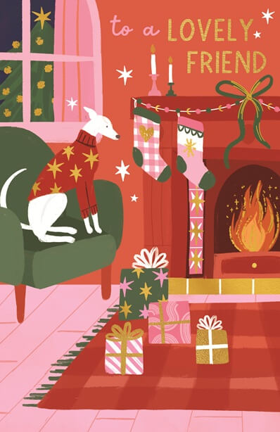 Friend Fireplace Christmas Card