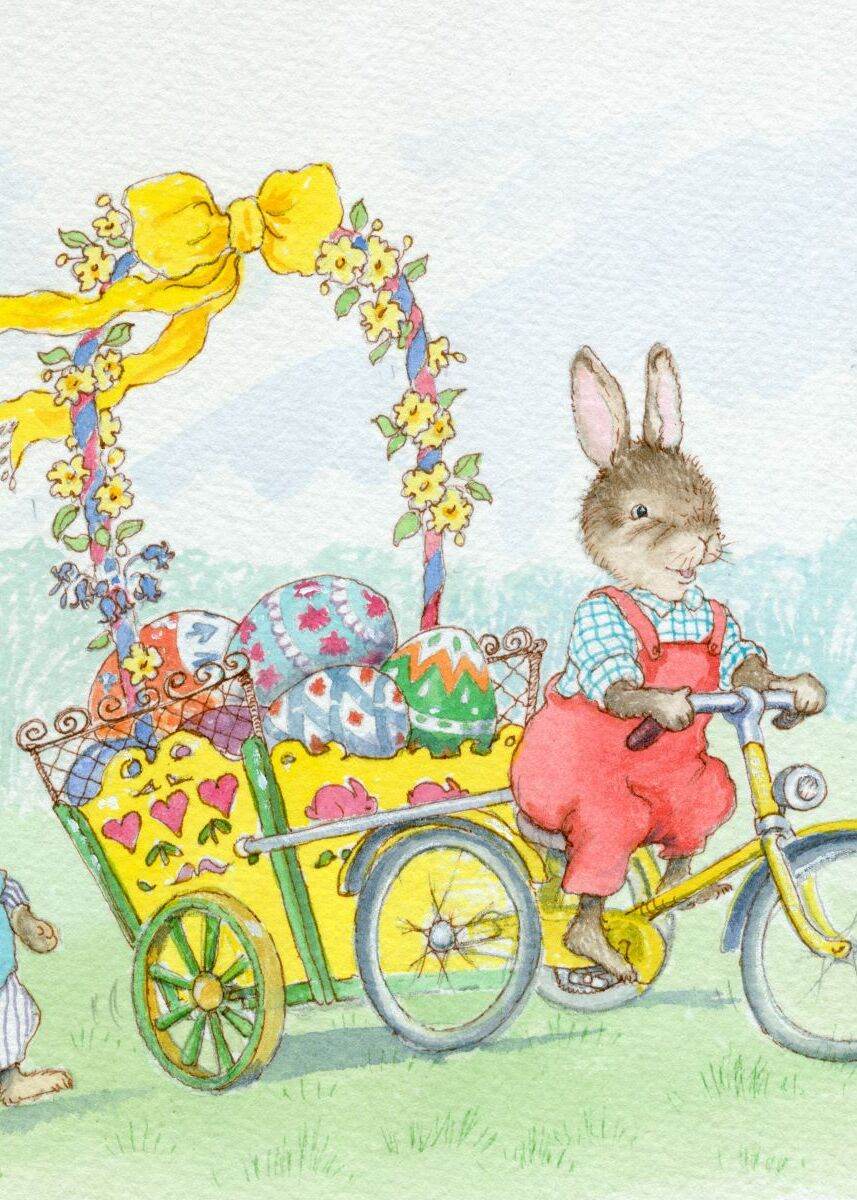 Rabbit Tricycle Easter Card - House of Cards