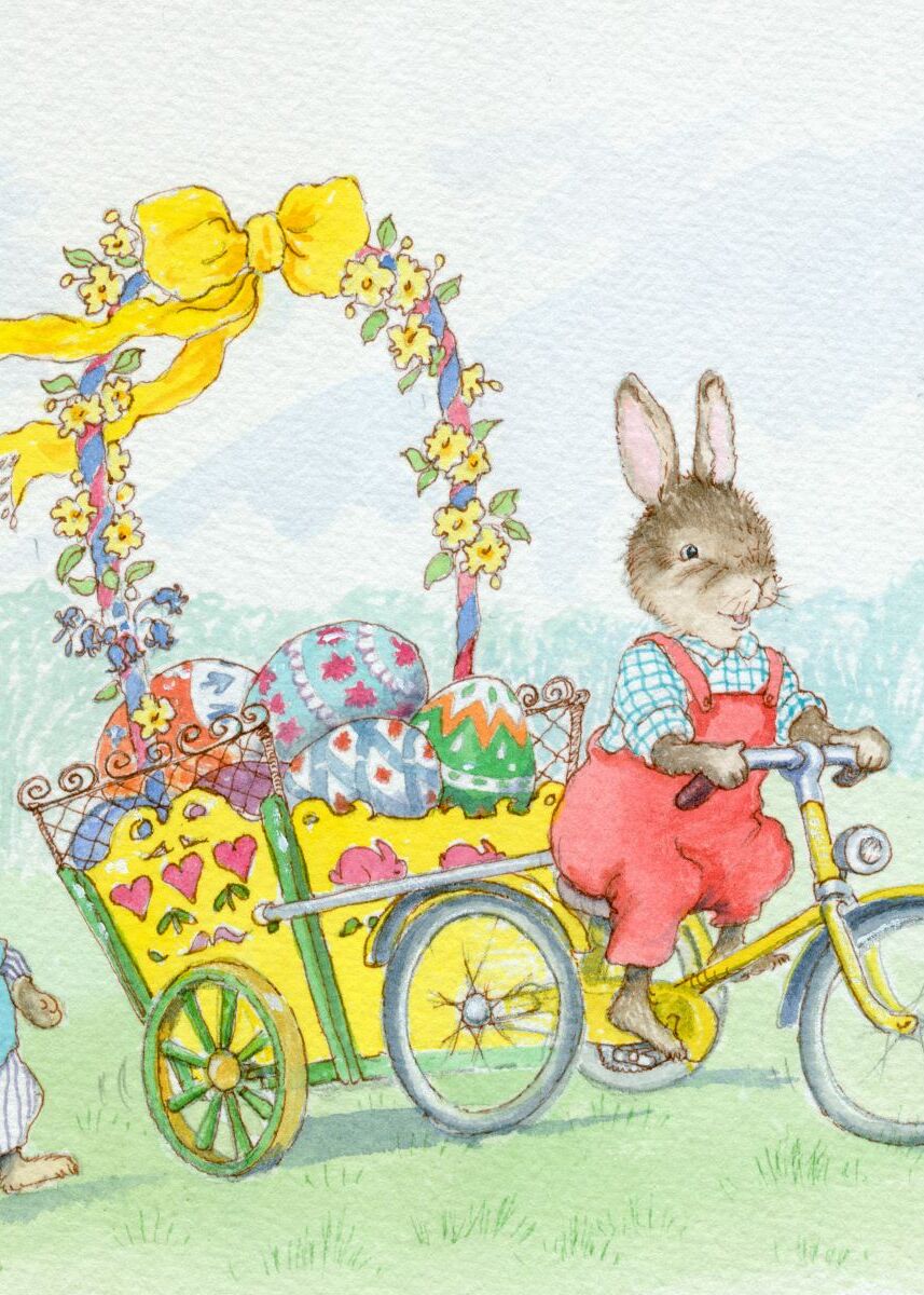 Rabbit Tricycle Easter Card