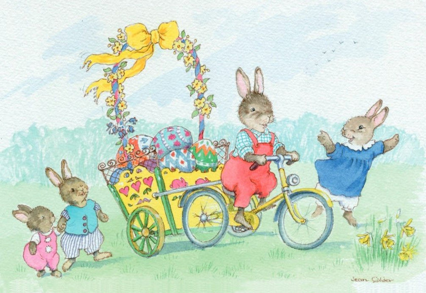 Rabbit Tricycle Easter Card