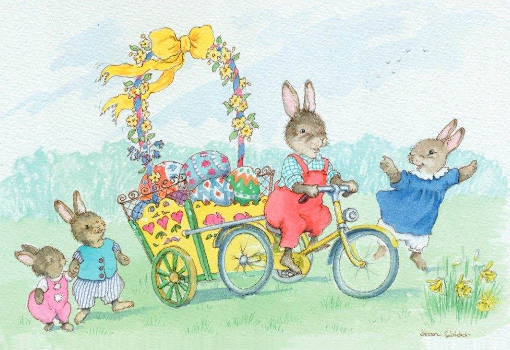 Rabbit Tricycle Easter Card - House of Cards