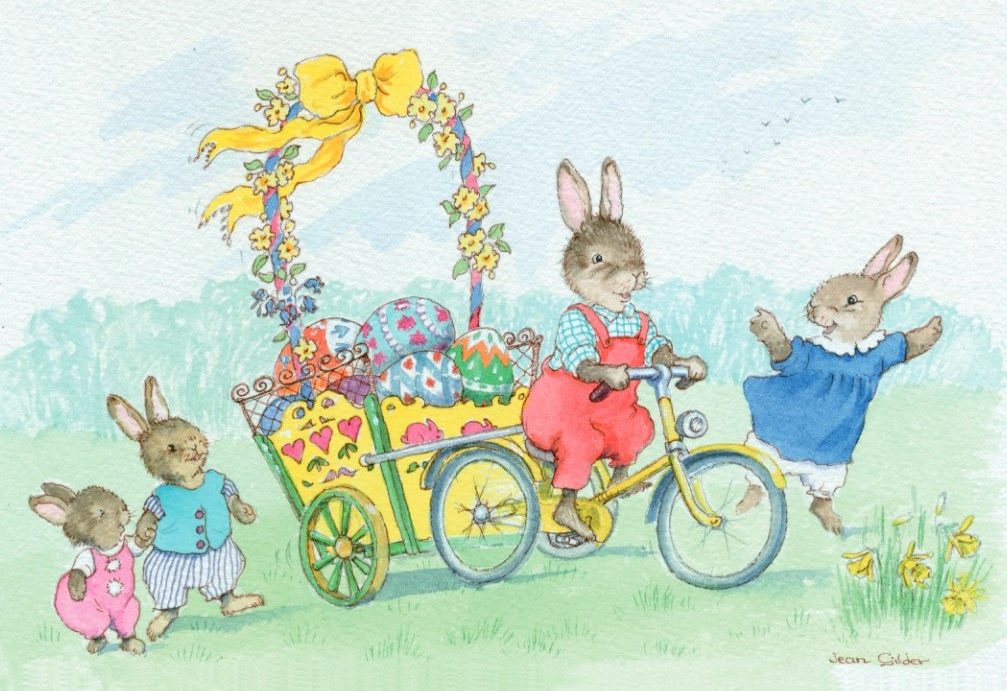 Rabbit Tricycle Easter Card