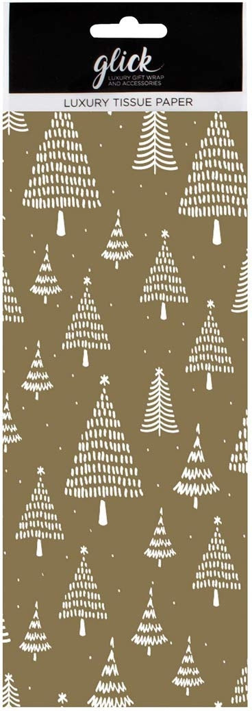 Luxury Gold with White Trees Tissue Paper