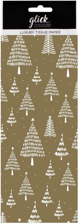 Luxury Gold with White Trees Tissue Paper
