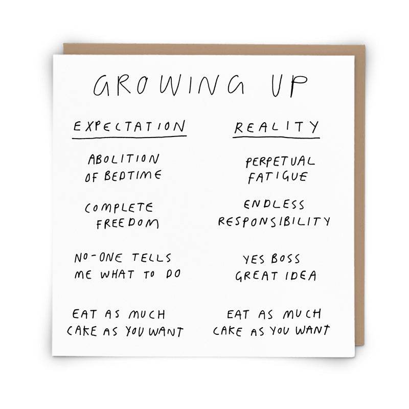 Reality of Growing Up Birthday Card - House of Cards