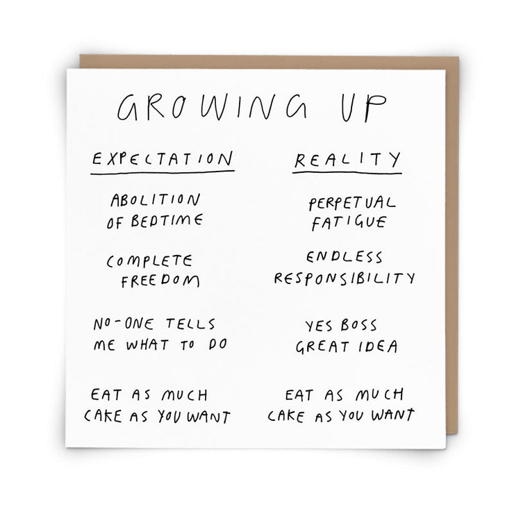 Reality of Growing Up Birthday Card