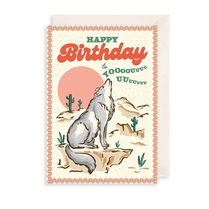 Howdy Wolf Birthday Card