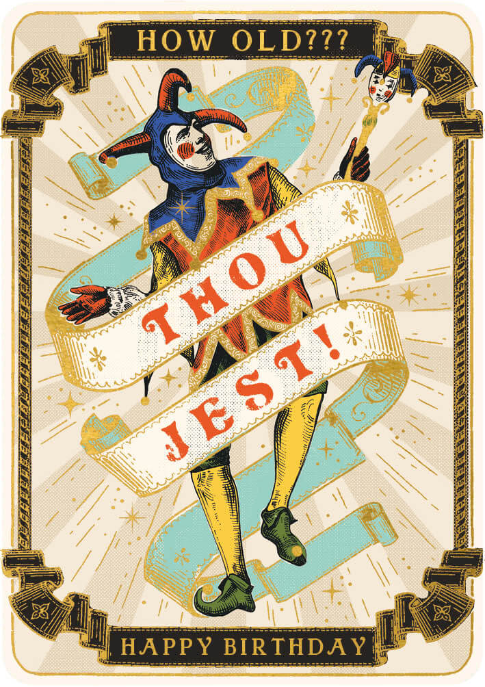 Huzzah Jester Birthday Card