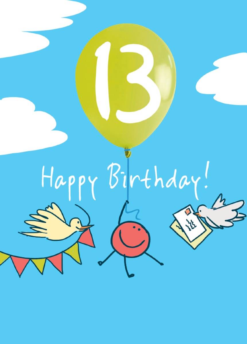Ballooning 13th Happy Birthday Card - House of Cards