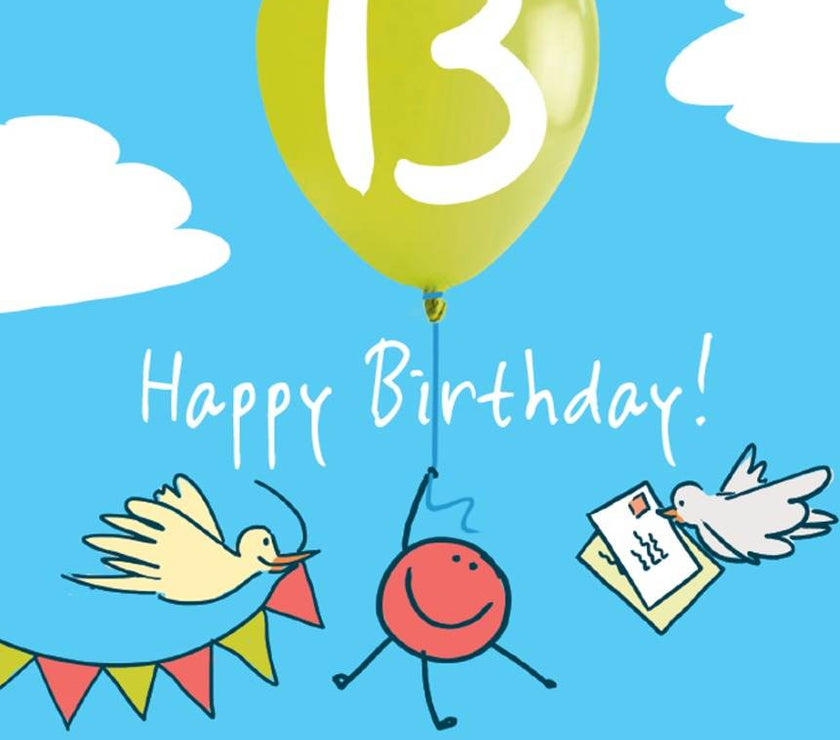 Ballooning 13th Happy Birthday Card - House of Cards