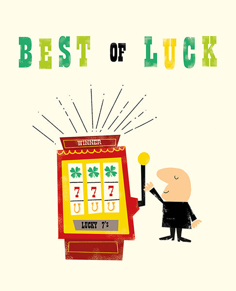 Slot Machine Best of Luck Greeting Card
