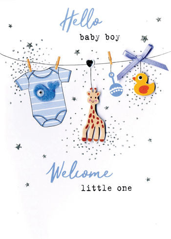 Irresistible Hello Baby Boy Greeting Card