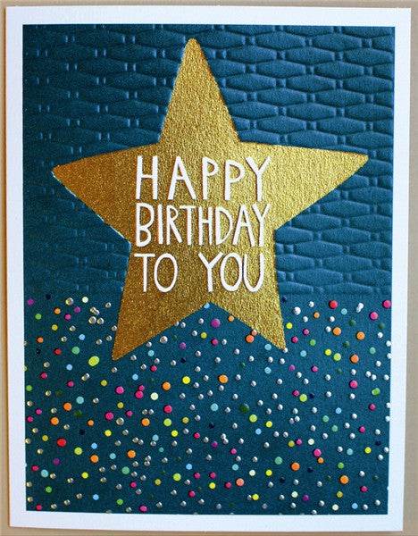 Gold Star Happy Birthday Card - House of Cards