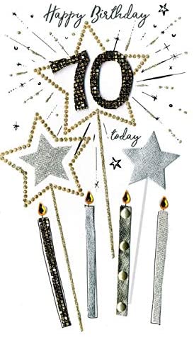 Hand Decorated Candles 70th Birthday Card