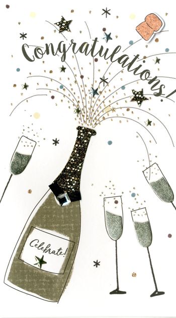 Champagne Bottle Congratulations Greeting Card