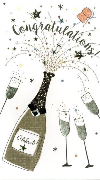 Champagne Bottle Congratulations Greeting Card - House of Cards