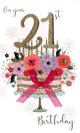 Champagne Cake 21st Birthday Card
