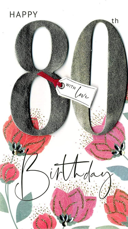 Hand Decorated Champagne Happy 80th Birthday Card