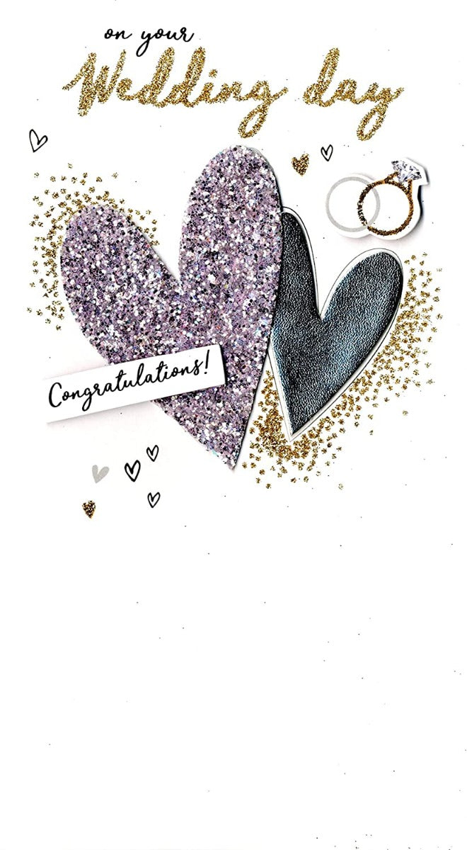 Champagne Hearts Wedding Day Card