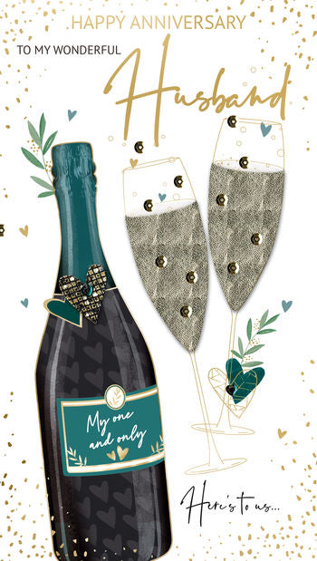 Champagne Husband Anniversary Greeting Card