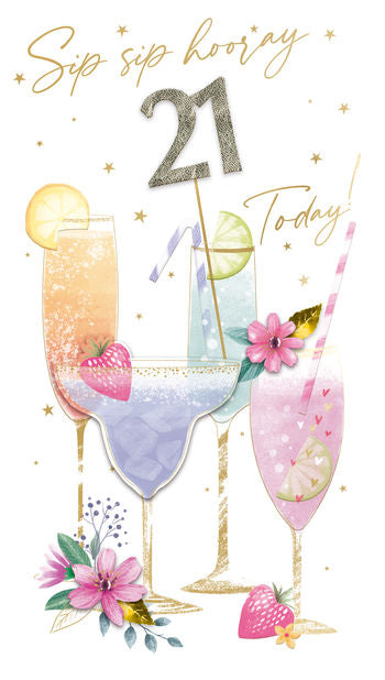 Champagne Cocktails 21st Birthday Card