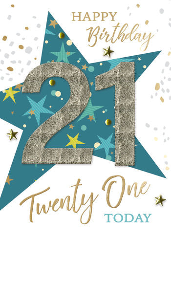 Champagne Stars 21st Birthday Card