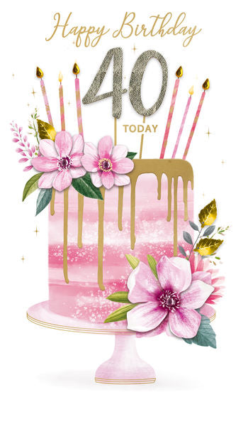 Champagne Cake 40th Birthday Card