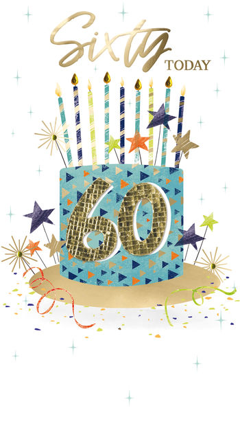 Champagne Cake 60th Birthday Card