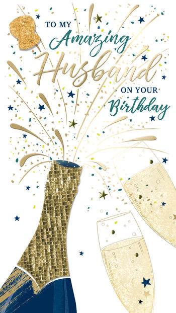 Champagne Amazing Husband Birthday Card - House of Cards