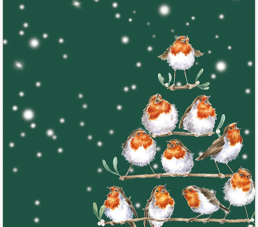 Christmas Robins Triangle Luncheon Napkins