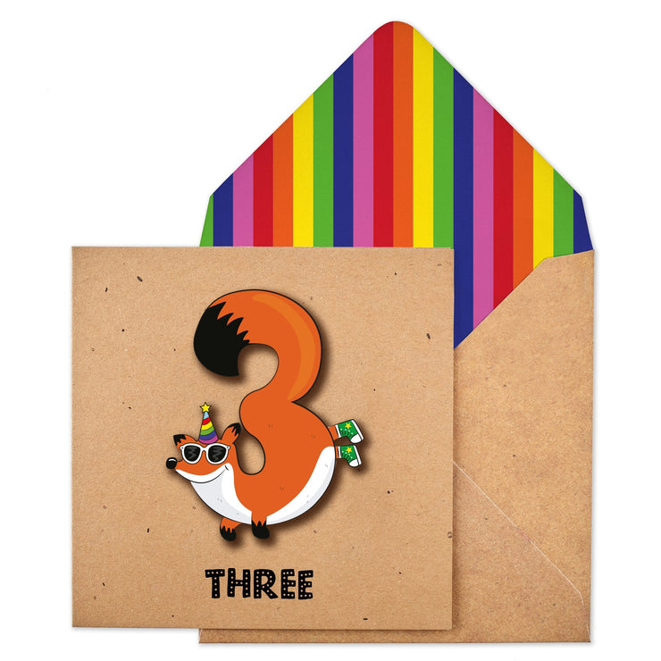 Fox 3rd Birthday Card
