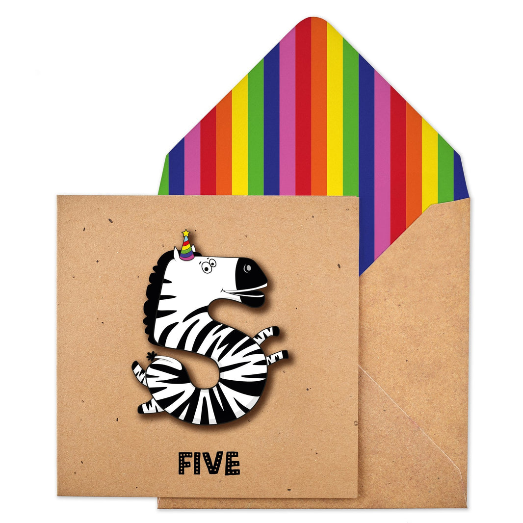 Zebra 5th Birthday Card