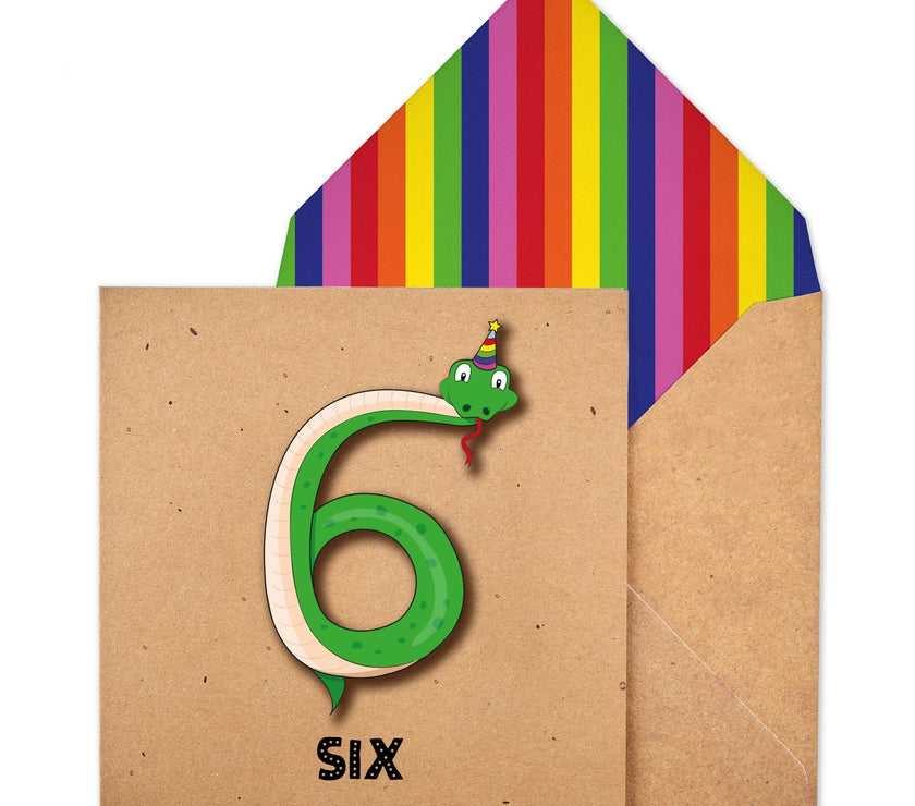 Snake 6th Birthday Card