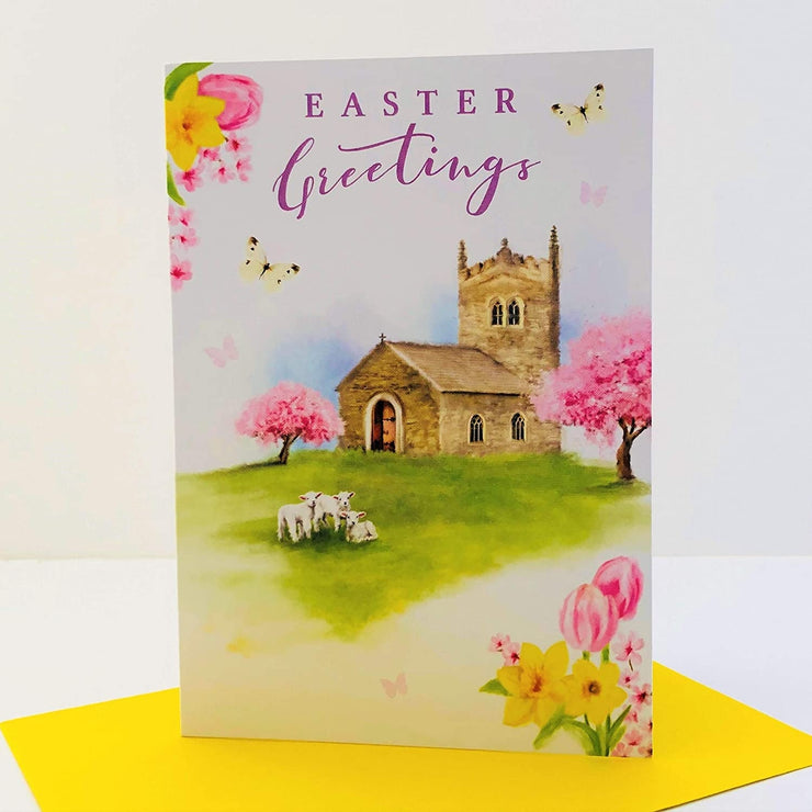 Lambs at Church Easter Card