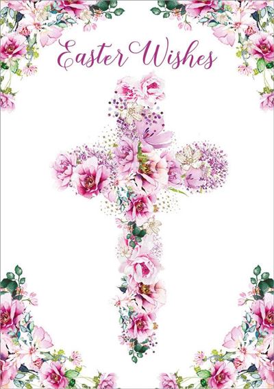 Purple Floral Cross Easter Card