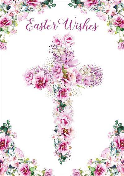 Purple Floral Cross Easter Card - House of Cards