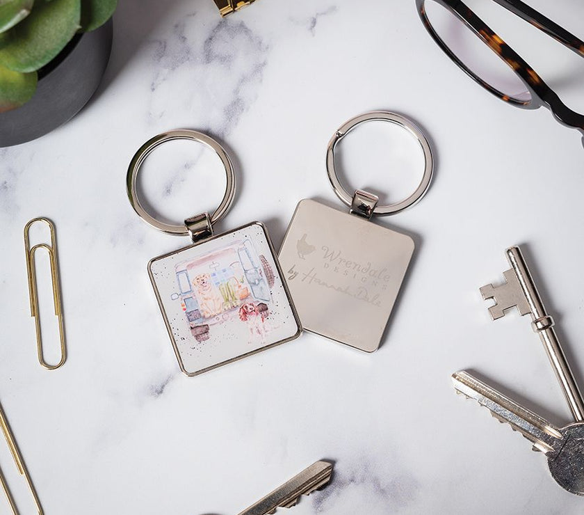 Dogs Camper Van Keyring