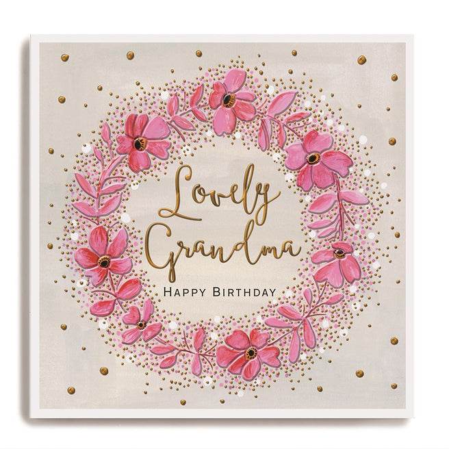 Lovely Grandma Flower Wreath Birthday Card - House of Cards