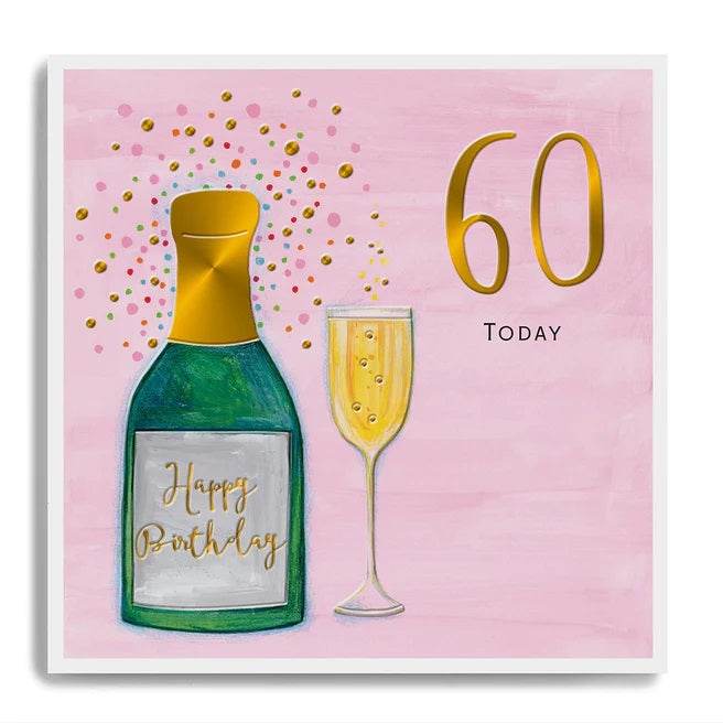 Champagne Bottle 60th Birthday Card - House of Cards