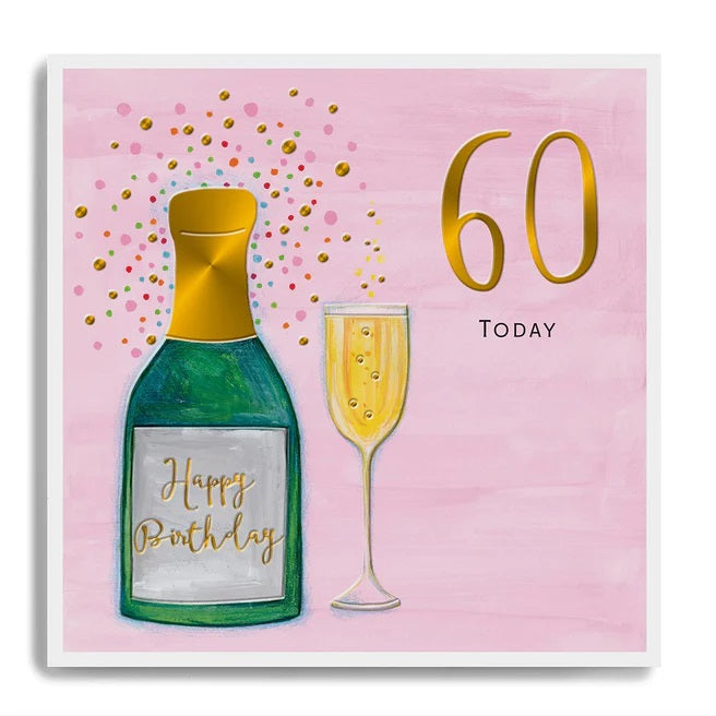 Champagne Bottle 60th Birthday Card