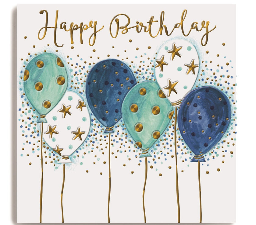 Blue Balloons Birthday Card