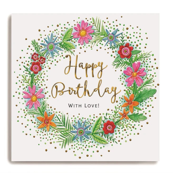 Floral Wreath With Love Birthday Card