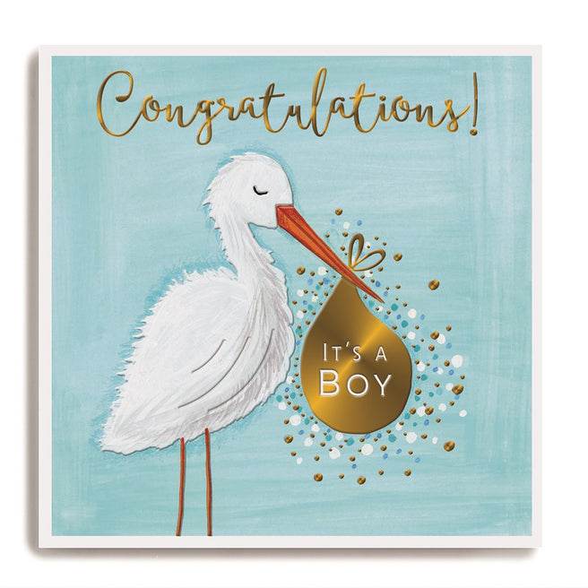 Stork Congratulations It's a Boy Greeting Card - House of Cards