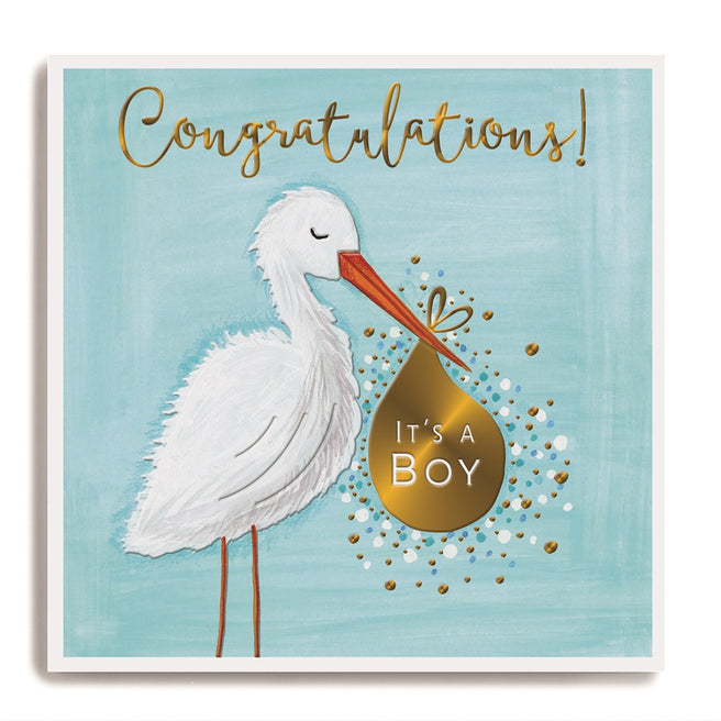 Stork Congratulations It's a Boy Greeting Card