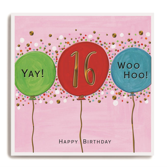 Coloured Balloons 16th Birthday Card
