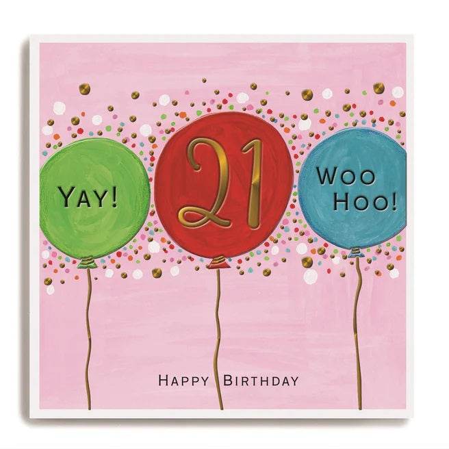 Balloons 21st Birthday Card - House of Cards