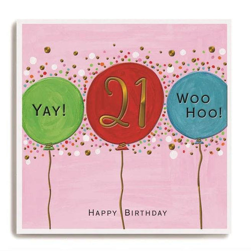 Balloons 21st Birthday Card - House of Cards