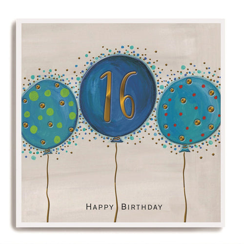 Blue Balloons 16th Birthday Card